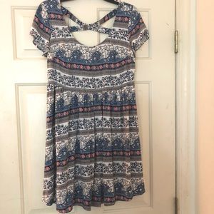 Torrid bohemian print dress with cross back